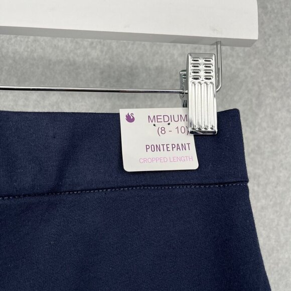 Gloria Vanderbilt Wide Leg Point Crop Pant Size M Navy Blue Pull On Pockets NEW - Picture 5 of 14